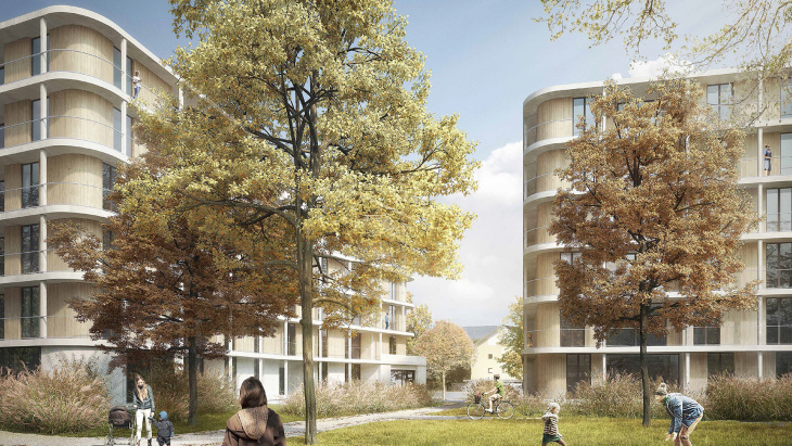 Vue du cœur d'îlot St-Mathieu (Opalys Project SA - Image de synthèse - widmann architectes)