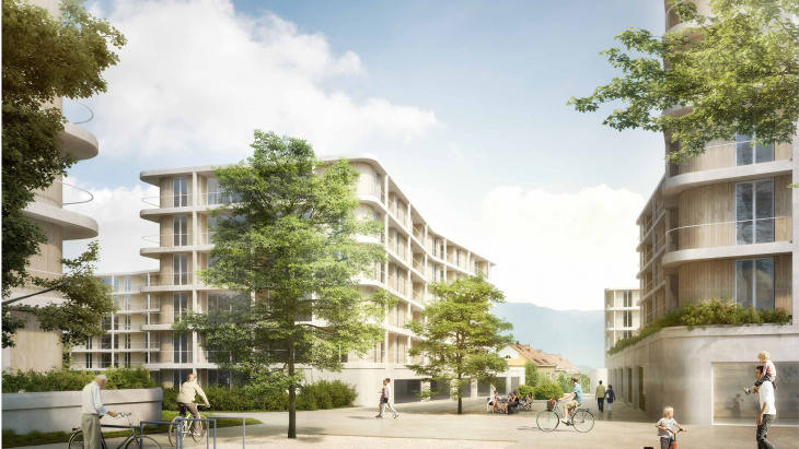 Vue du mail St-Mathieu (Opalys Project SA - Image de synthèse - widmann architectes)