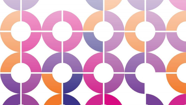 motifs ronds violets roses moutarde