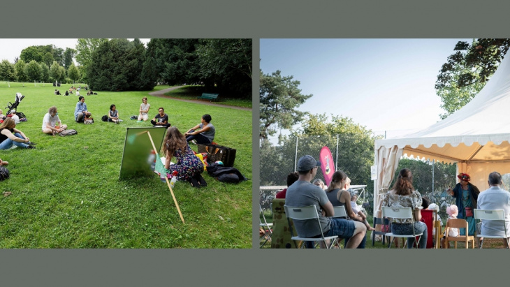 Image cours au parc et chapiteaux enchantés