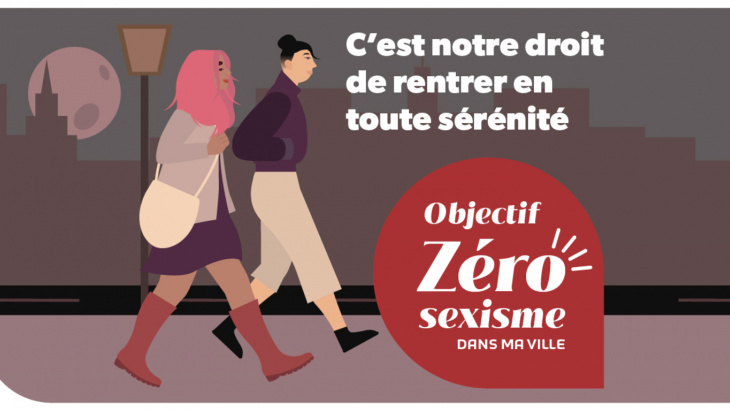images campagne objectif zéro sexisme dans ma ville deux femmes rentrent le soir 