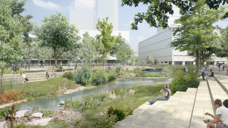 Avant projet Espaces rivières © Equipe Aire Drize