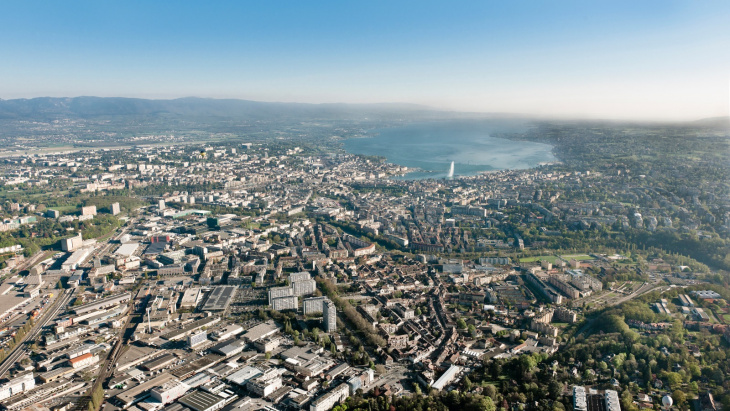 Vue aérienne de Genève