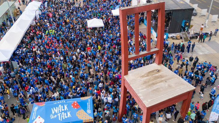Place des Nations le 21 mai 2023 à l'occasion de la manifestation publique Walk the Talk organisée par l'OMS Photo Pierre Thomas