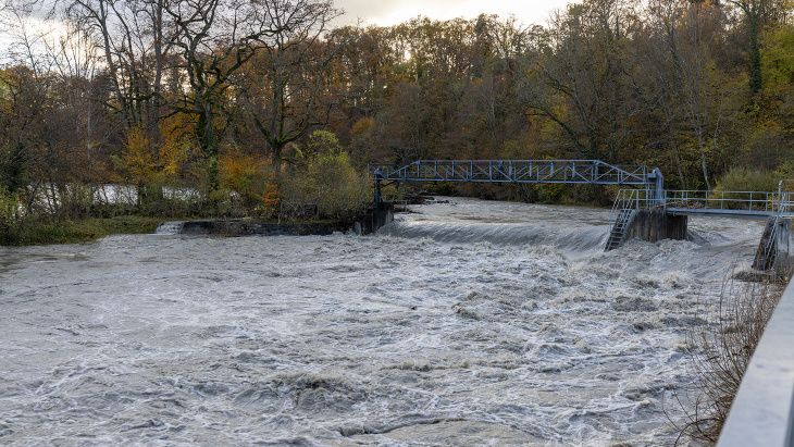 Image de l'Arve en crue - novembre 2023 (c) Etat de Genève