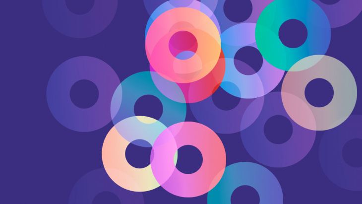 ronds de couleur sur le fond violet