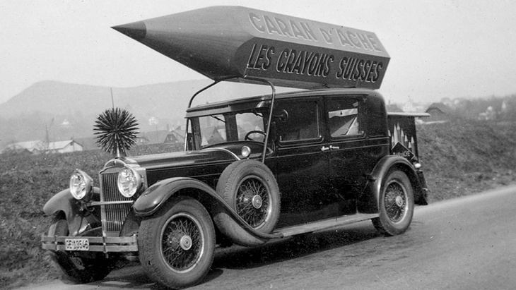 Publicité pour les crayons suisses