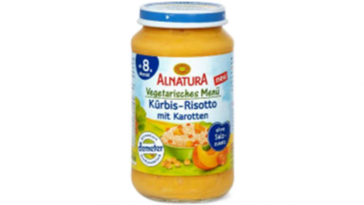 Petit pot Alnatura saveur risotto à la courge et carottes