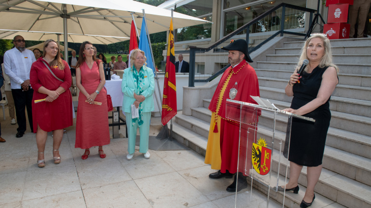 Carole-Anne Kast et Anne Hiltpold, conseillères d'Etat, Tatiana Valovaya, directrice générale de l'Office des Nations Unies à Genève, et Nathalie Fontanet, présidente du Conseil d'Etat 