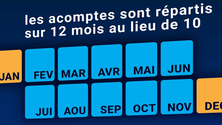 Désormais vous payez vos acomptes d'impôts  en 12 mensualités de janvier à décembre