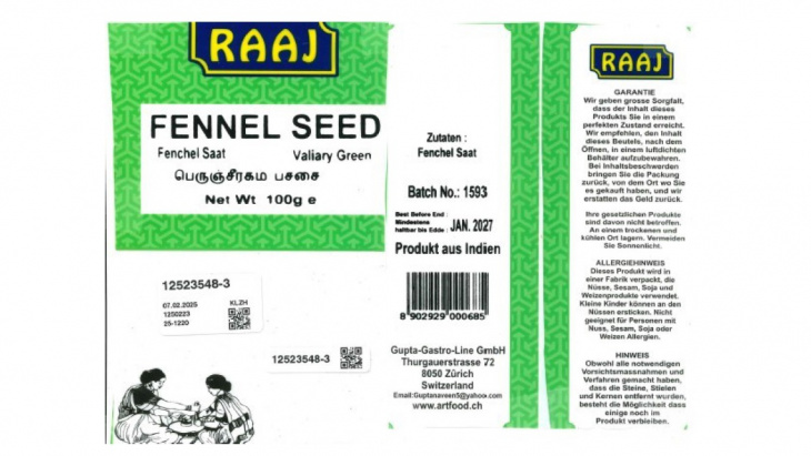 Etiquette des graines de fenouil RAAJ