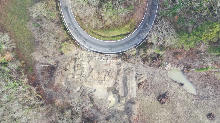 Vue aérienne de la fouille de Chancy (2022)