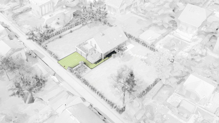 Vue sur un revêtement perméable à la parcelle (Pixalab pour l'office cantonal de l'eau)