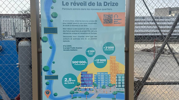 le 1er totem du parcours sonore à proximité de Sicli