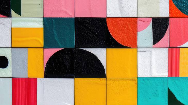 mosaïque de formes diverses aux couleurs vives