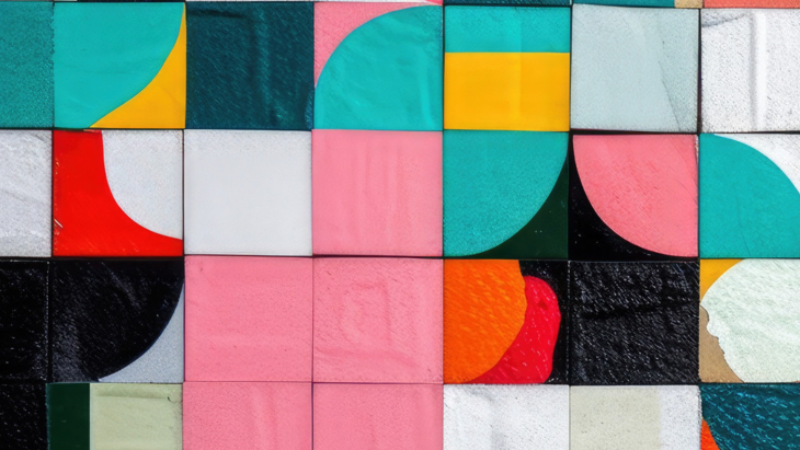 mosaïque de formes diverses aux couleurs vives