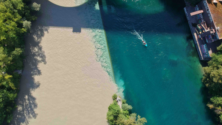 Jonction de l'Arve et du Rhône à Genève