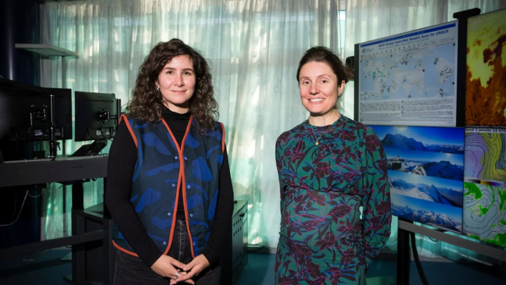 De gauche à droite: Alicia Pache, collaboratrice scientifique, et Aude Untersee, météorologue.