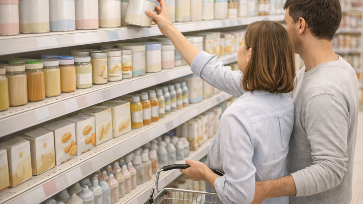 image de supermarché pour achat de nourriture pour bébé