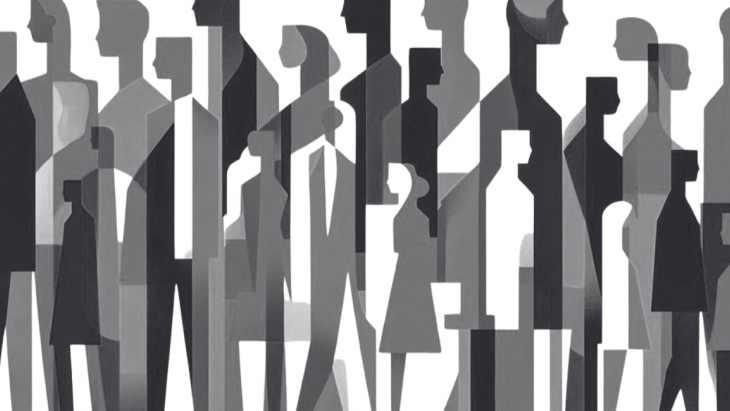 Illustration abstraite de silhouettes variées représentant un groupe de personnes et la diversité