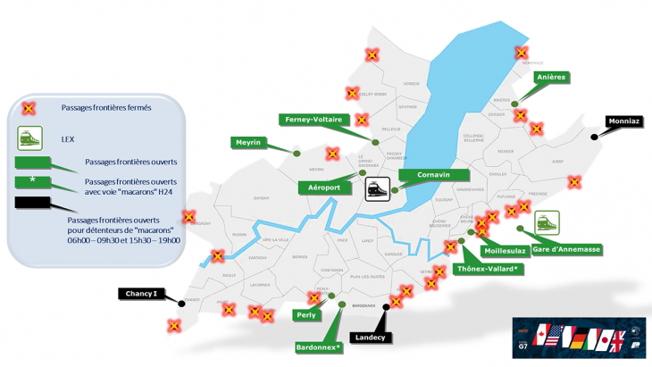 G7 - Carte des passages frontières fermés