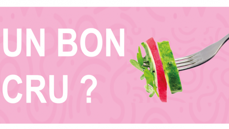Un bon cru ? (morceau de légumes crus accrochés à une fourchette)