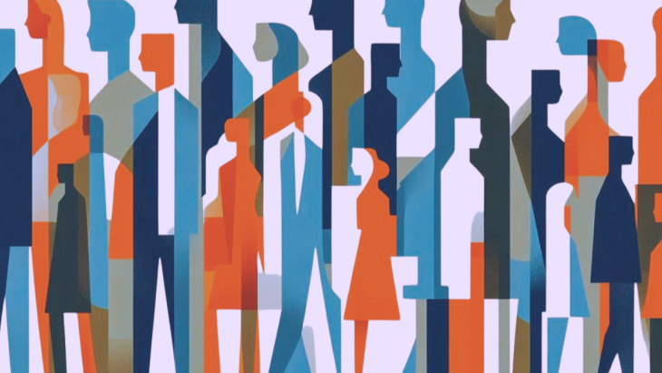 Illustration abstraite de silhouettes variées représentant un groupe de personnes et la diversité
