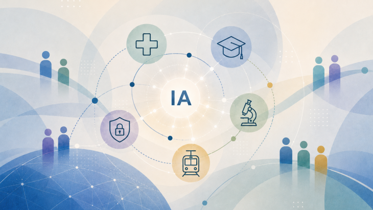 Illustration abstraite d'un écosystème de collaboration généré par l'IA.