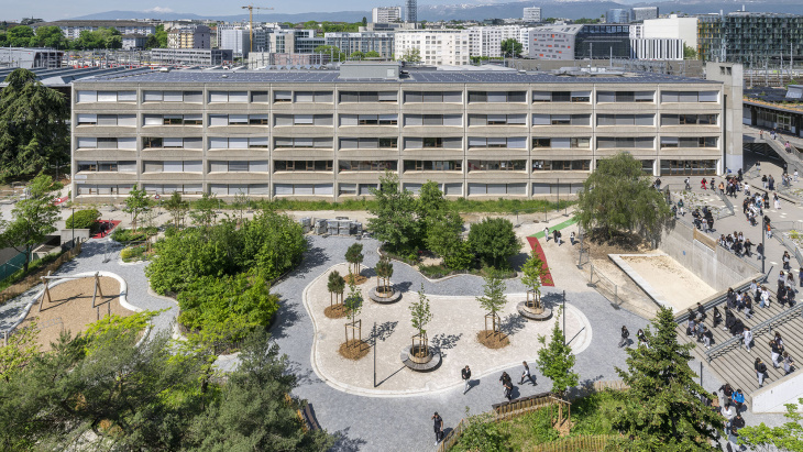 Aménagement du préau inférieur du CO Sécheron (photo © Johannes Marburg)