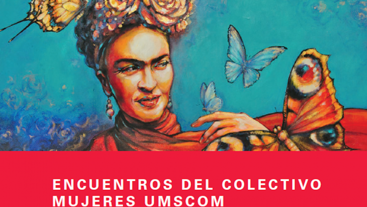 Affiche représentant Frida Kahlo et mentionnant "Encuentros del colectivo mujeres umscom"
