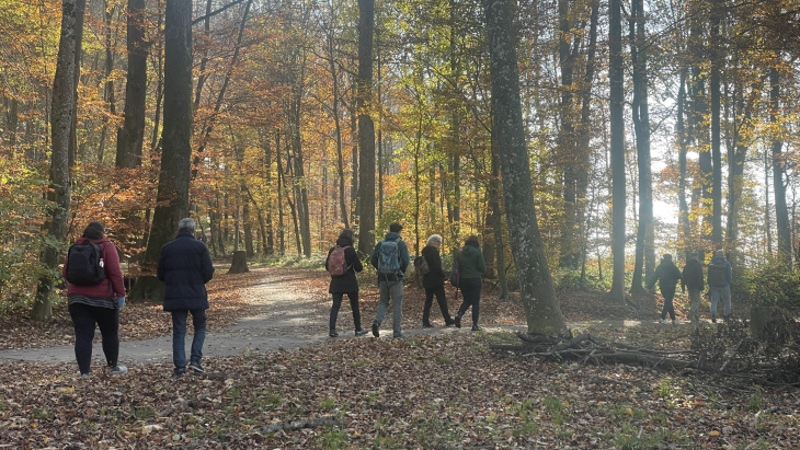Groupe marchant ensemble sur un sentier