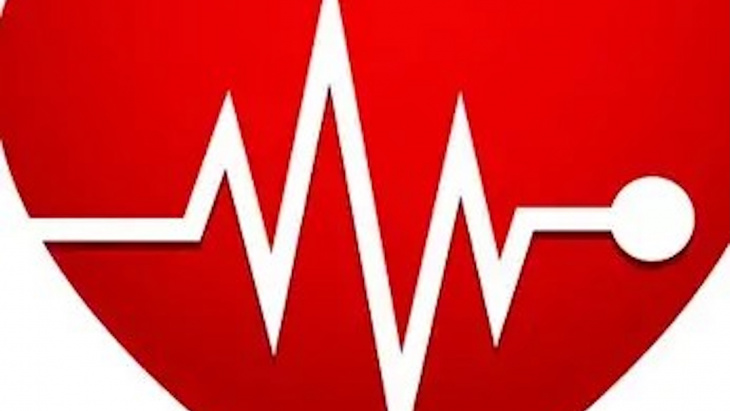 Coeur rouge avec un tracé électrocardiographique 