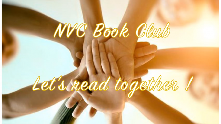 Mains les unes sur les autres avec la mention : "NVC Book Club : Let's read together"
