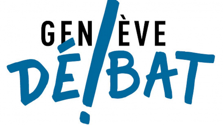 Affiche marquant "Genève Débat !" en noir et bleu