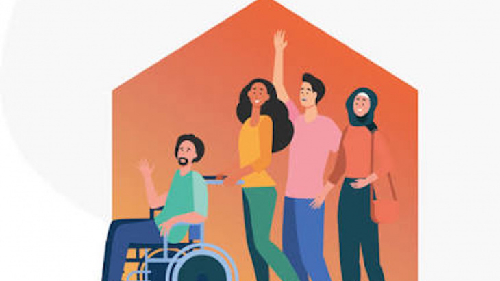 Dessin de personnes heureuses aux horizons différentes 