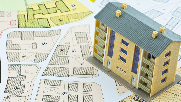 Plan de parcelles de terrain et immeuble