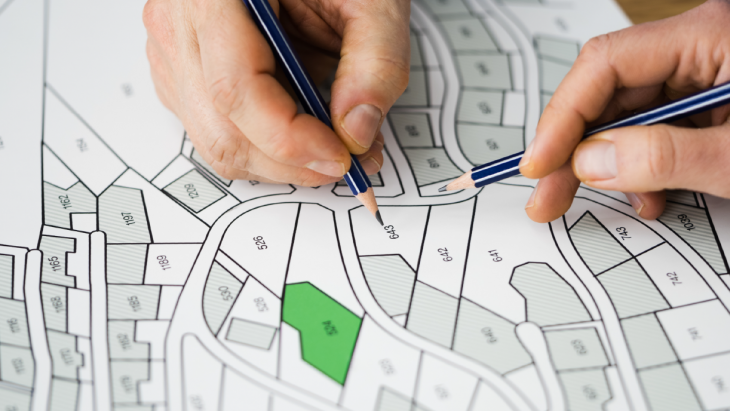 Plan avec parcelles de terrain