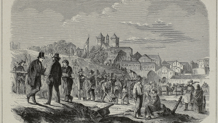 Démolition des fortifications de Genève en 1850, M. Vautier, dessinateur. BGE-Centre d’iconographie genevoise