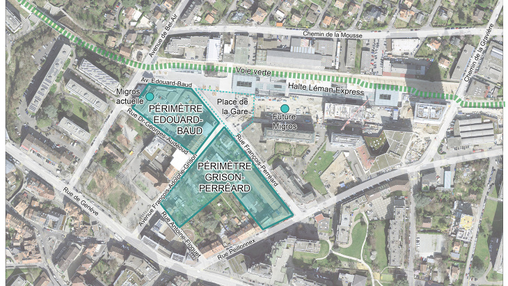 Plan de situation des projets Chêne-Bourg-Centre