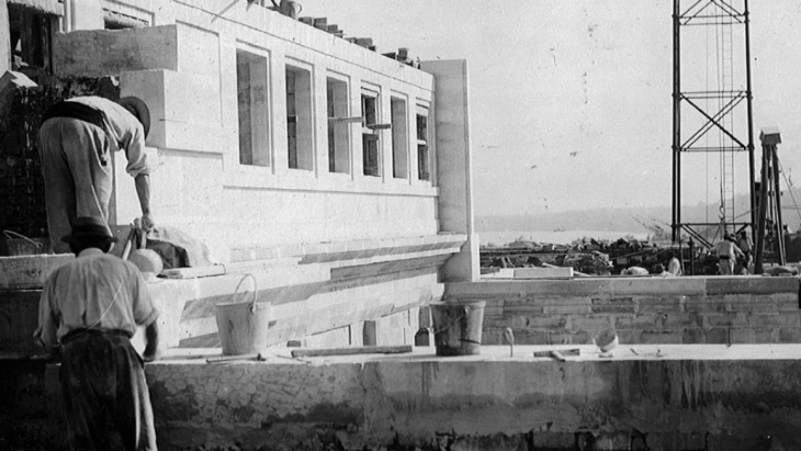 Le chantier du MAH en construction. © Archives Architectures / HEPIA