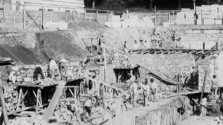 Le chantier du MAH en construction. © Archives Architectures / HEPIA