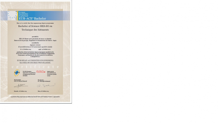 Certification européenne EUR-ACE Bachelor