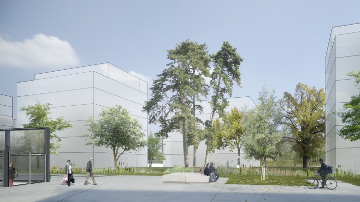 Projet de quartier Chemin de la Mousse - Vue depuis la place de la Gare © PIXALAB