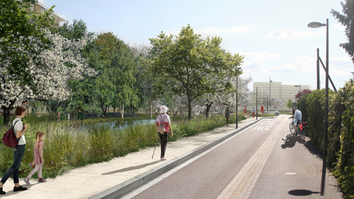 Vue du chemin des Cherpines (image de synthèse © PIXALAB)