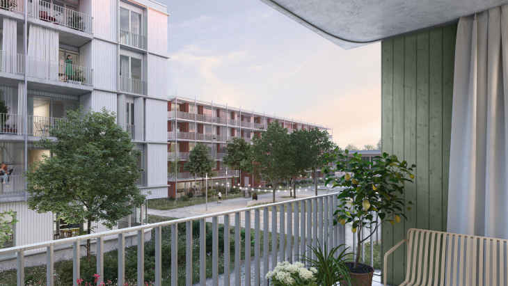 Vue depuis un logement au Rolliet - projet architecture : NOMOS architectes SA, Images : Nightnurse Images