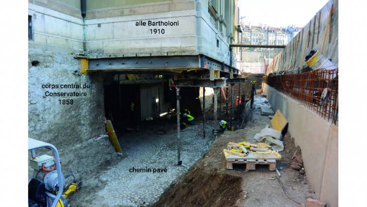 Vue du chantier de rénovation du Conservatoire de musique, photo : SAGe 