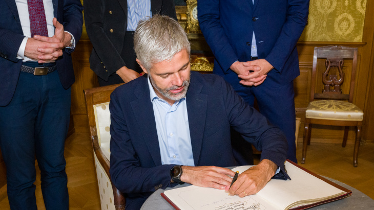 Visite de M. Laurent Wauquiez, président de la Région Auvergne-Rhône-Alpes. Photo Cellence - P. Kittler