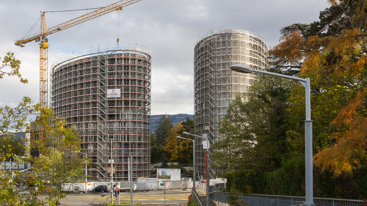 Quartier Surville - les deux tours en construction (nov. 2023) © Daniel Gubler