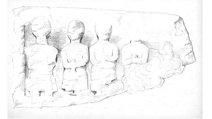Relevé des figures humaines sculptées à la période romaine.  © J.-D. Blavignac, 1847. 