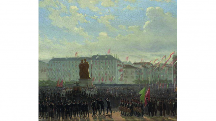 Inauguration du monument national en 1869 (détail), Auguste Viande - © Bibliothèque de Genève